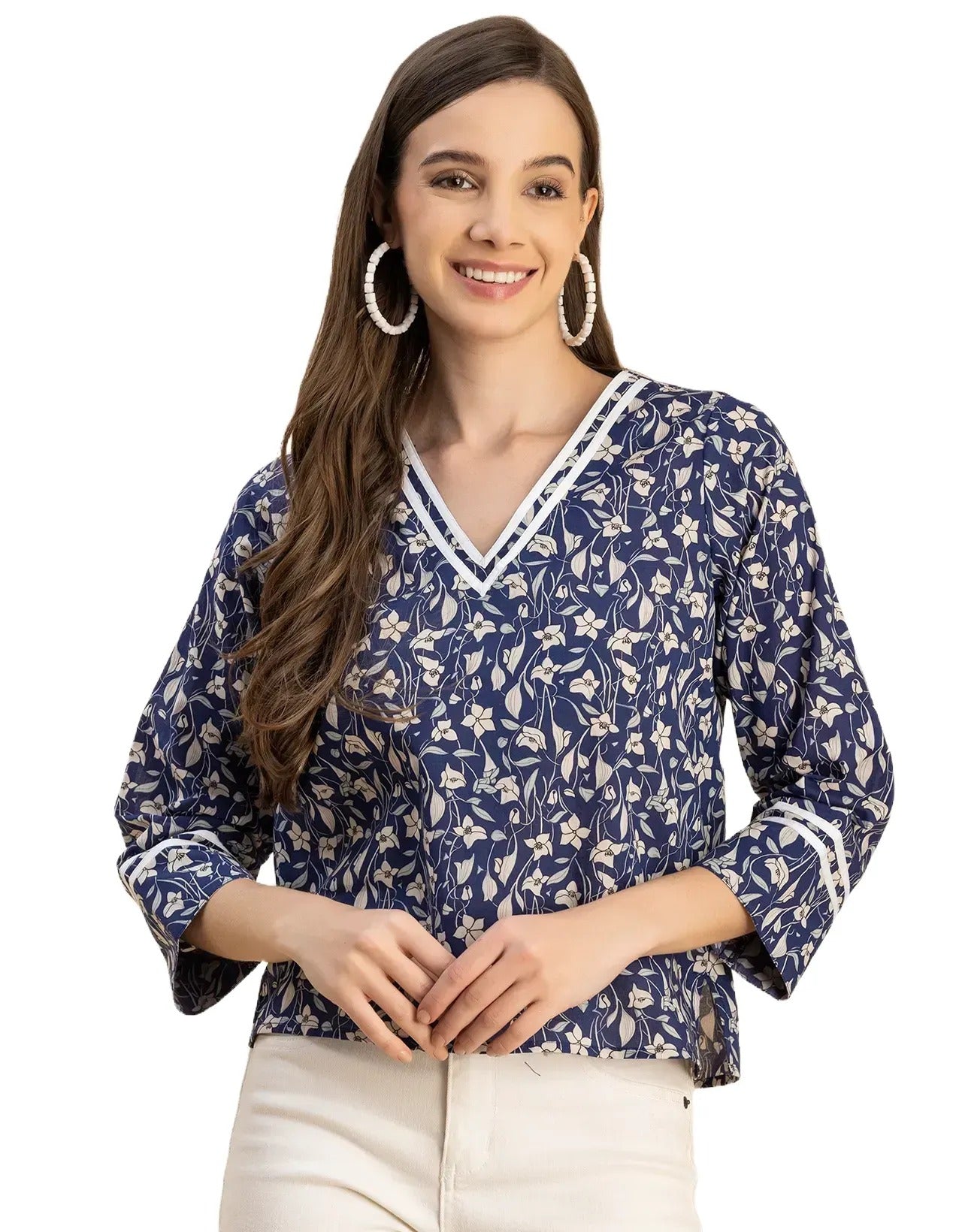 Long Sleeves Round Neck Regular Printed Top