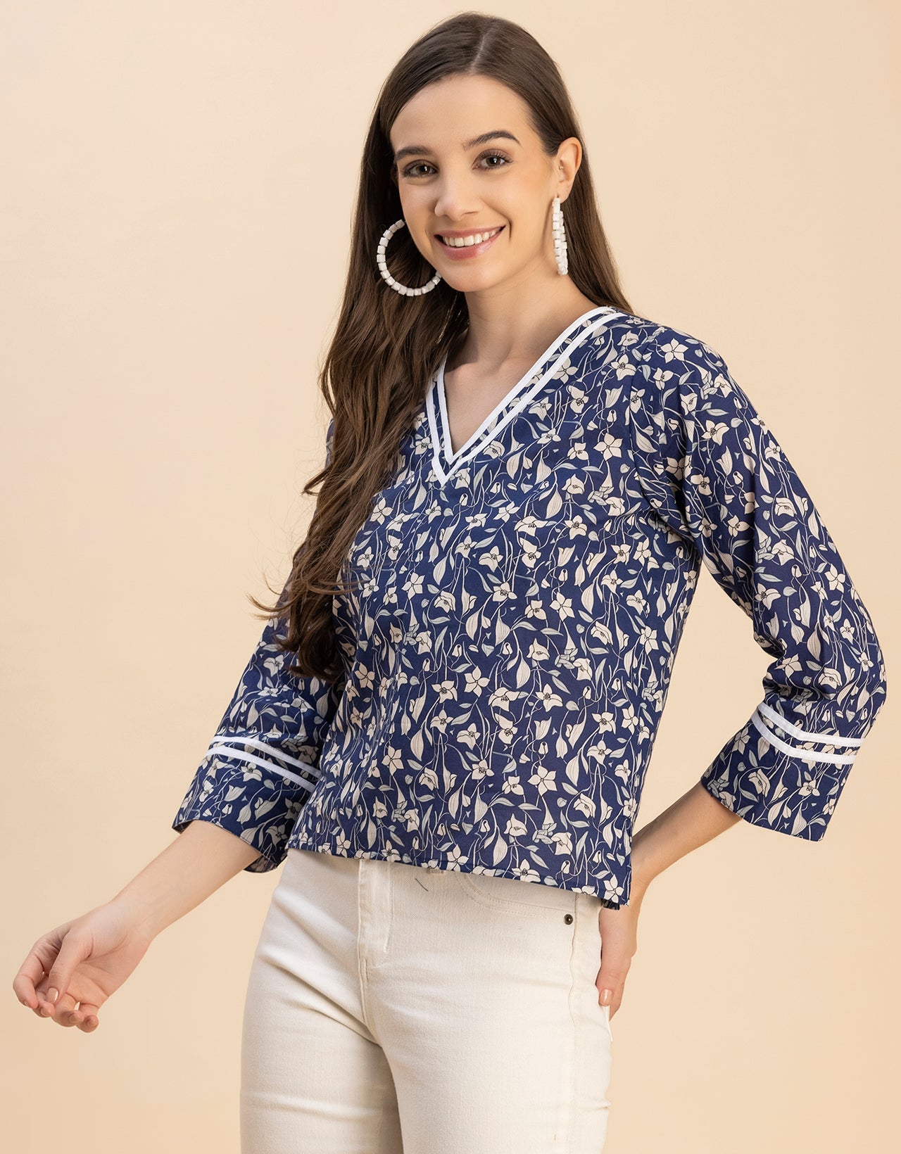 Long Sleeves Round Neck Regular Printed Top