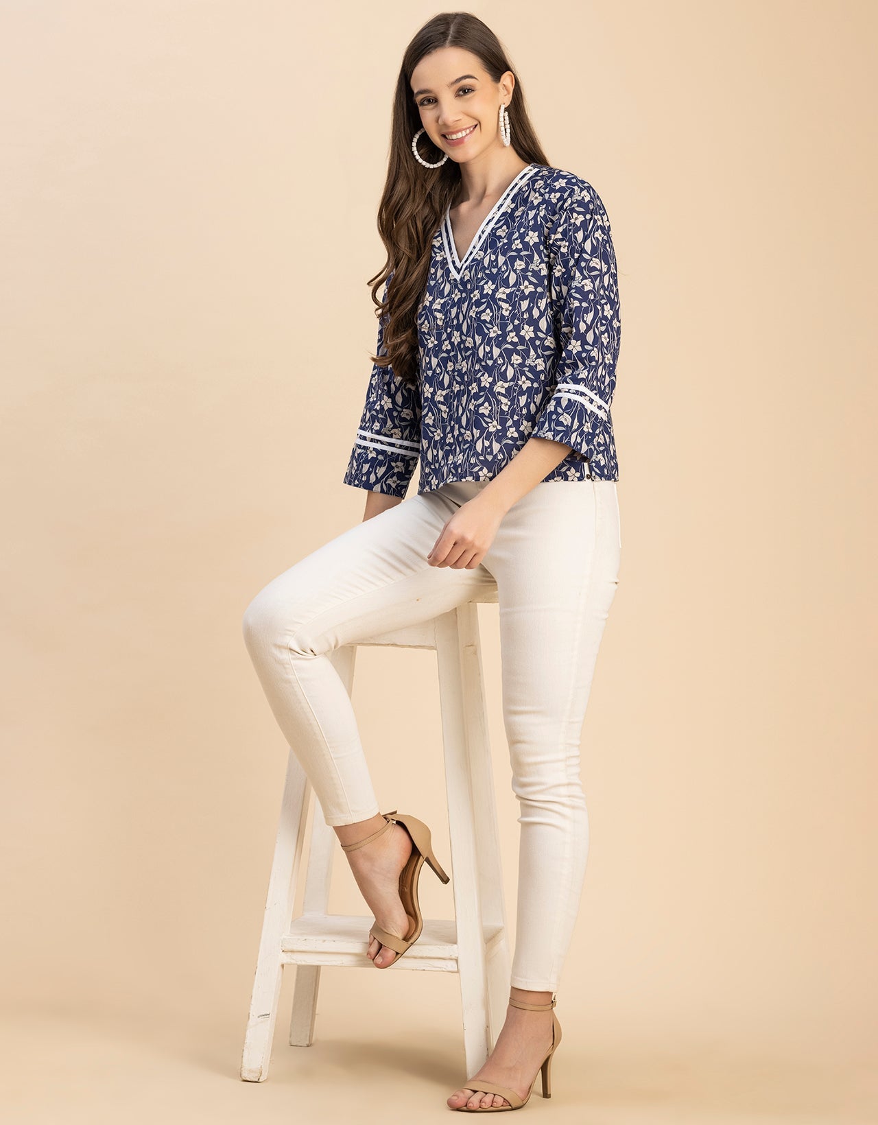 Long Sleeves Round Neck Regular Printed Top
