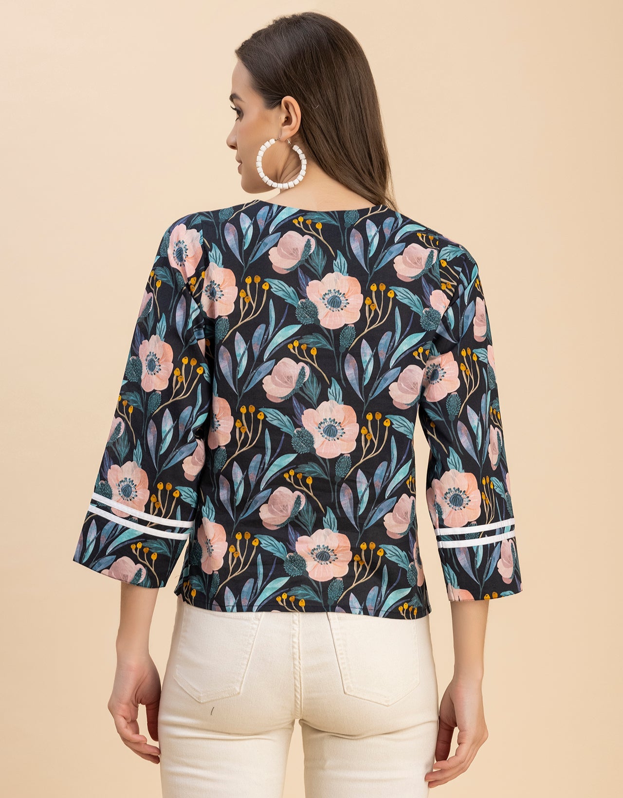 Long Sleeves Round Neck Regular Printed Top