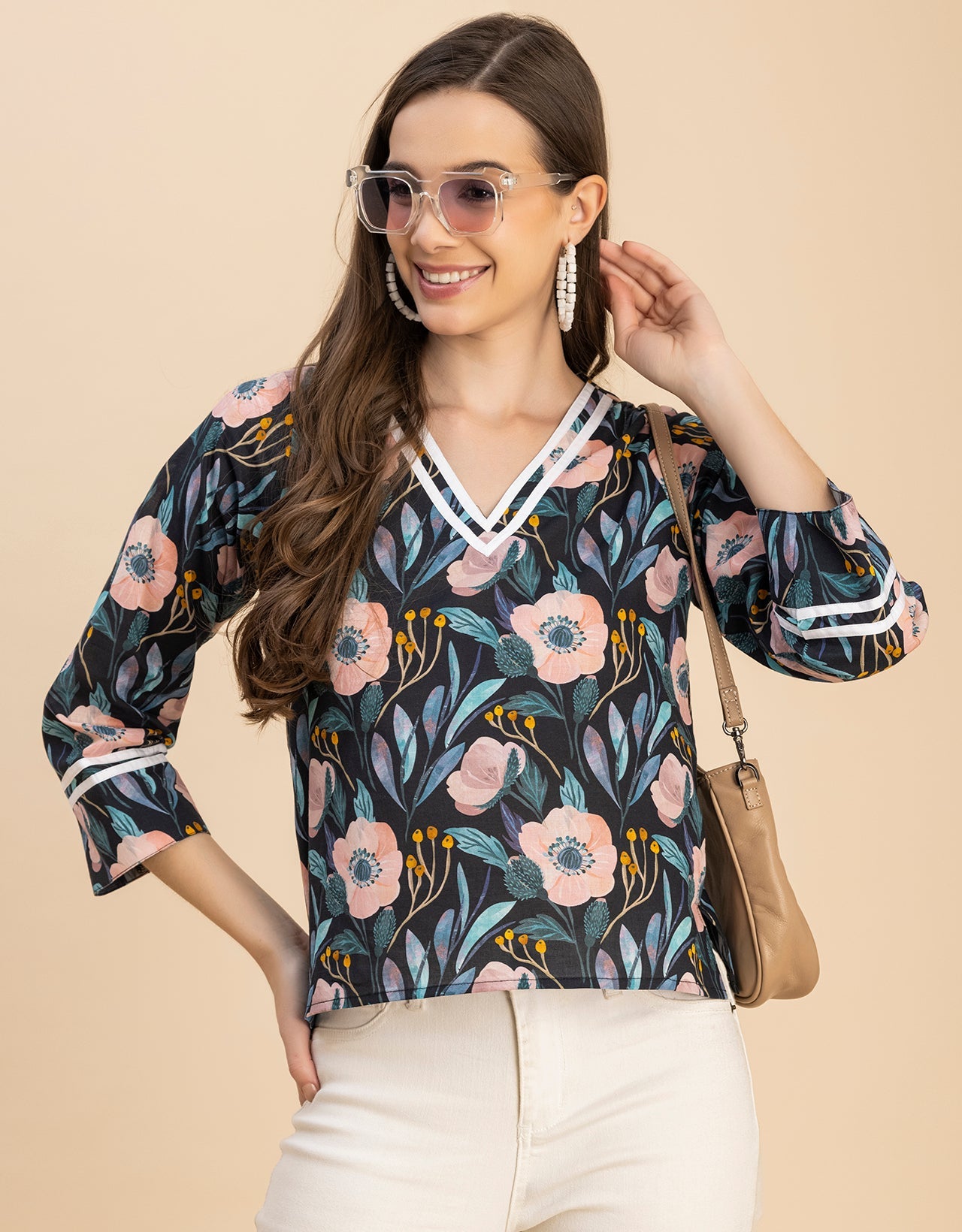 Long Sleeves Round Neck Regular Printed Top