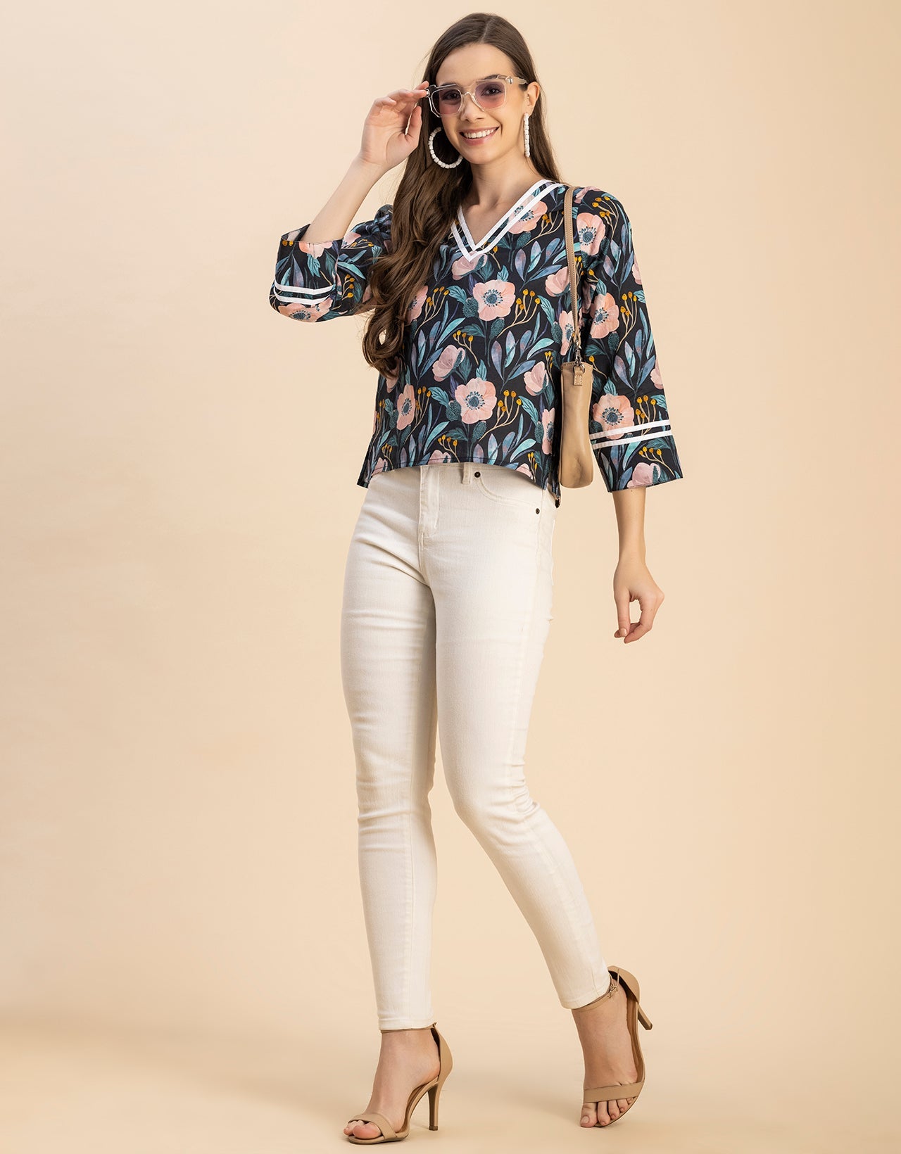 Long Sleeves Round Neck Regular Printed Top