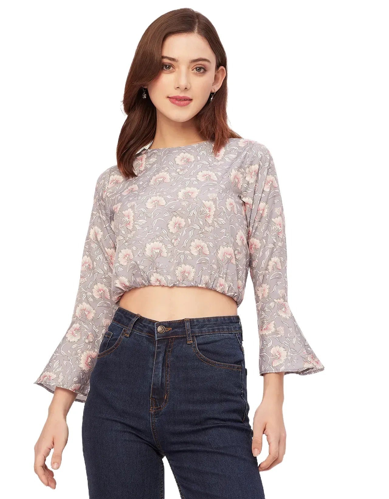 Long Sleeves Round Neck Printed Top