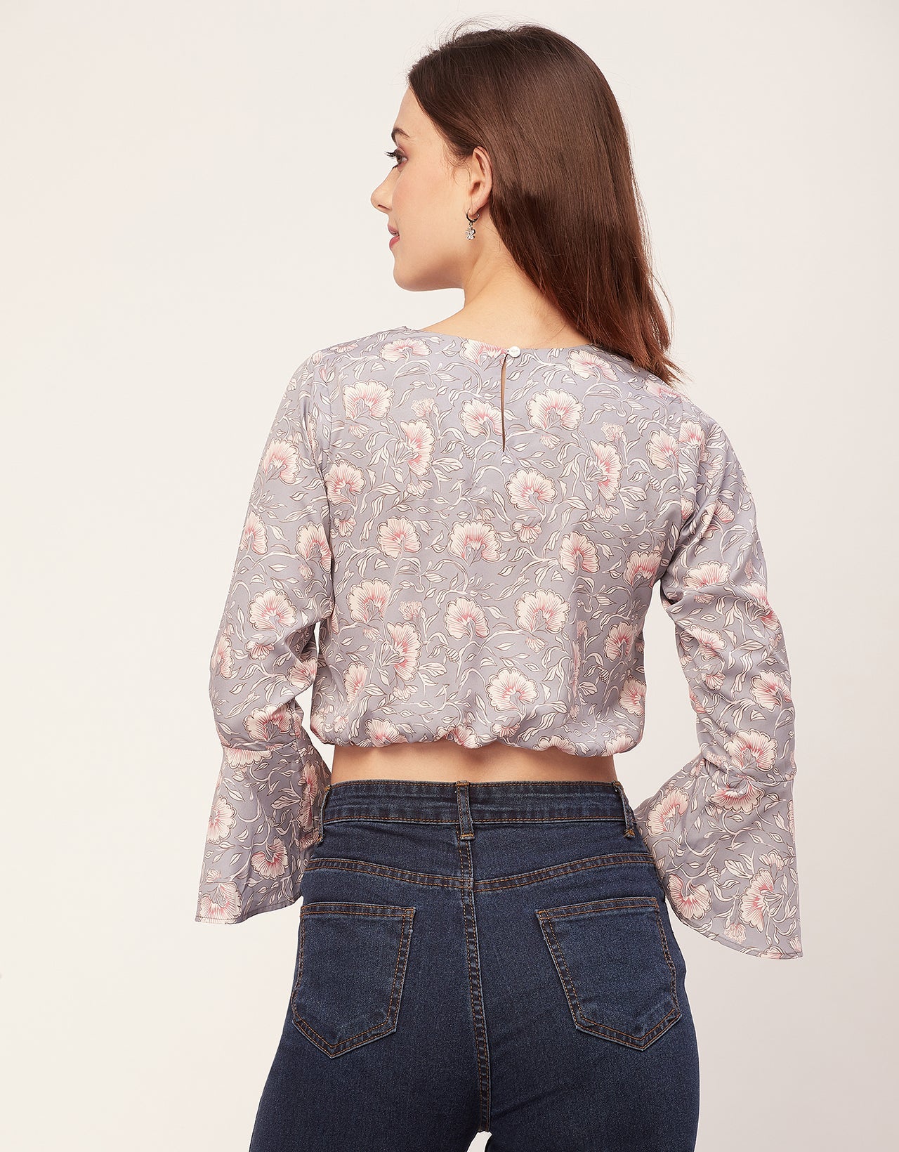 Long Sleeves Round Neck Printed Top