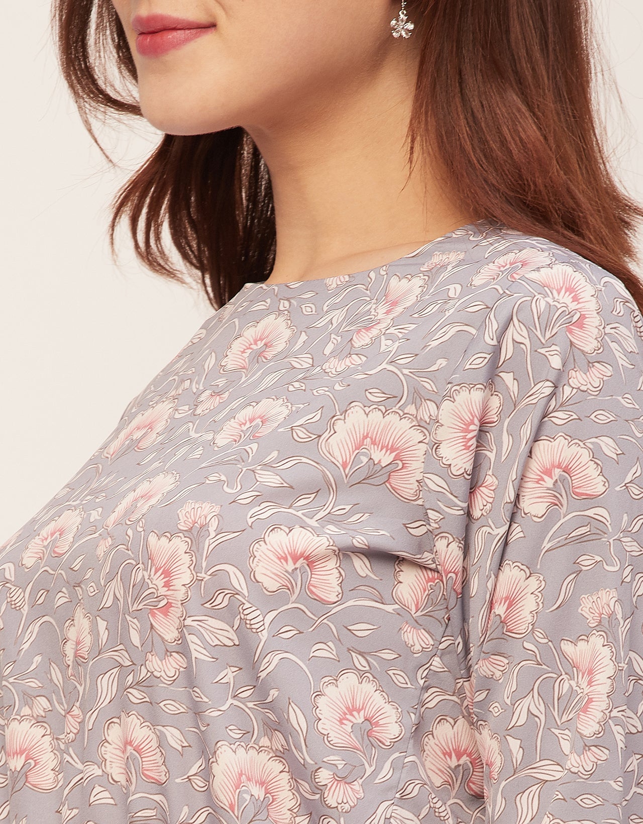 Long Sleeves Round Neck Printed Top