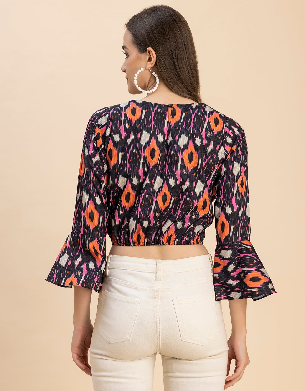 Long Sleeves Round Neck Printed Top