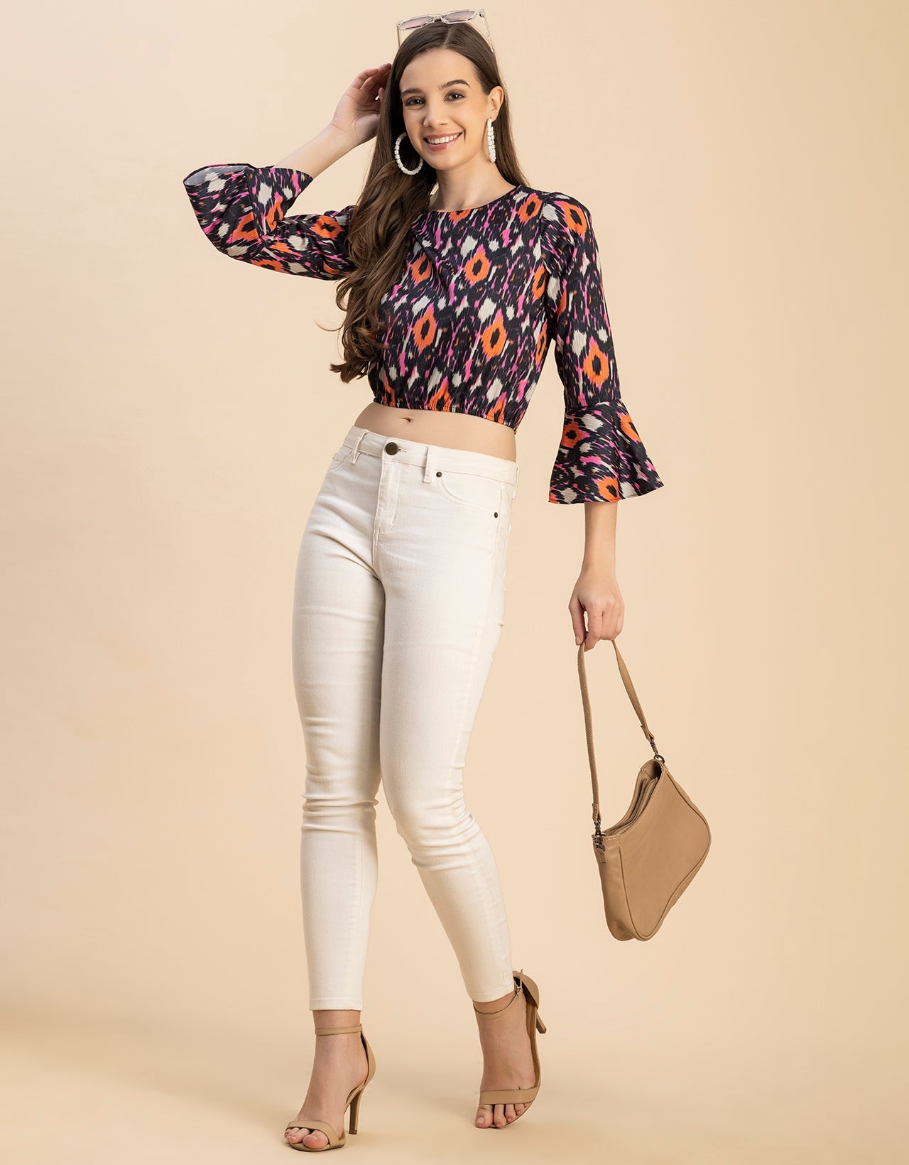 Long Sleeves Round Neck Printed Top