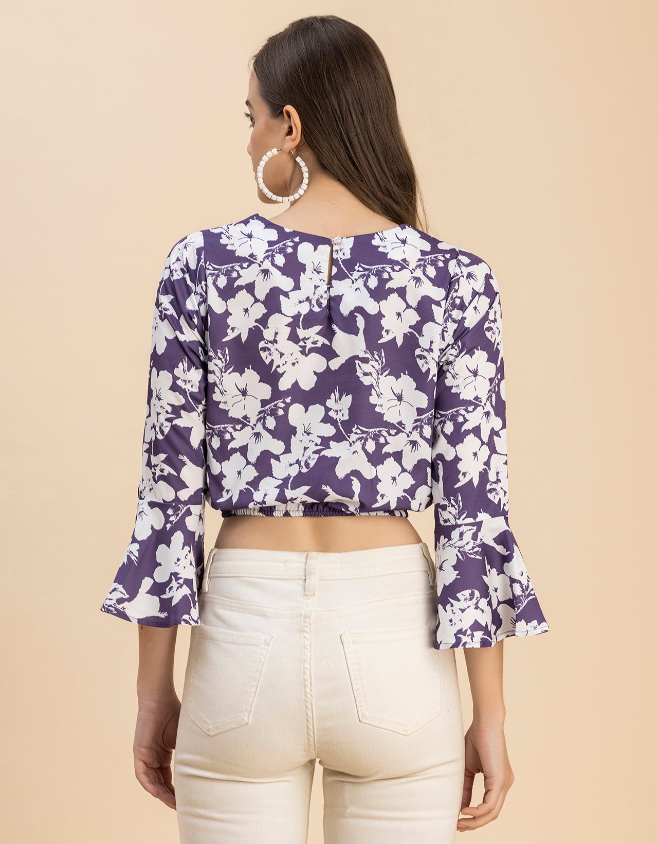 Long Sleeves Round Neck Printed Top