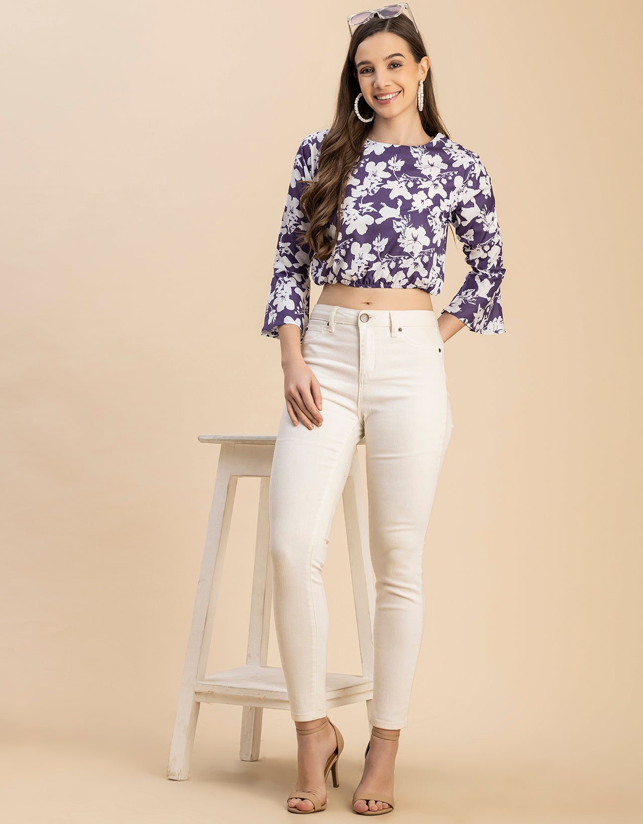 Long Sleeves Round Neck Printed Top