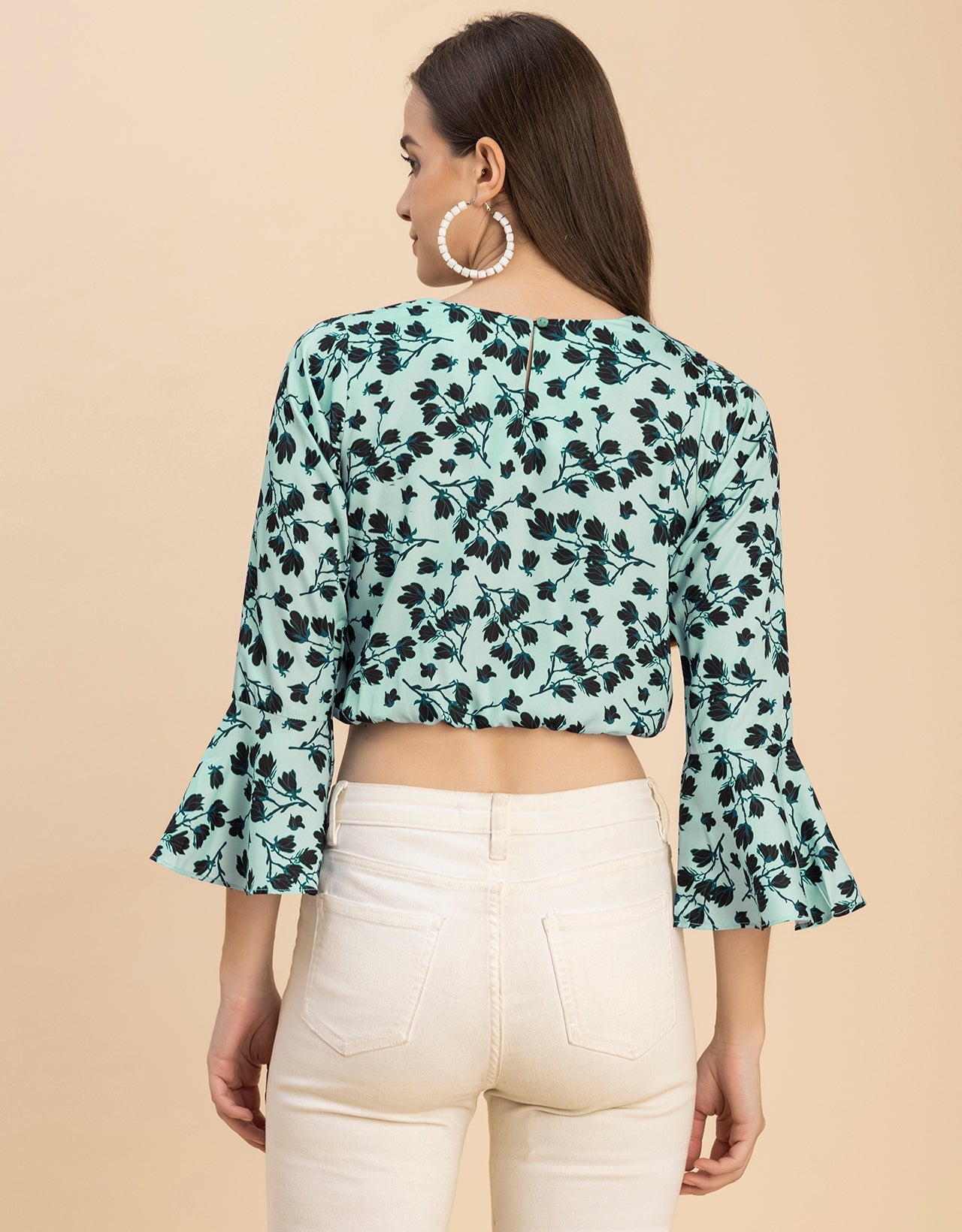 Long Sleeves Round Neck Printed Top
