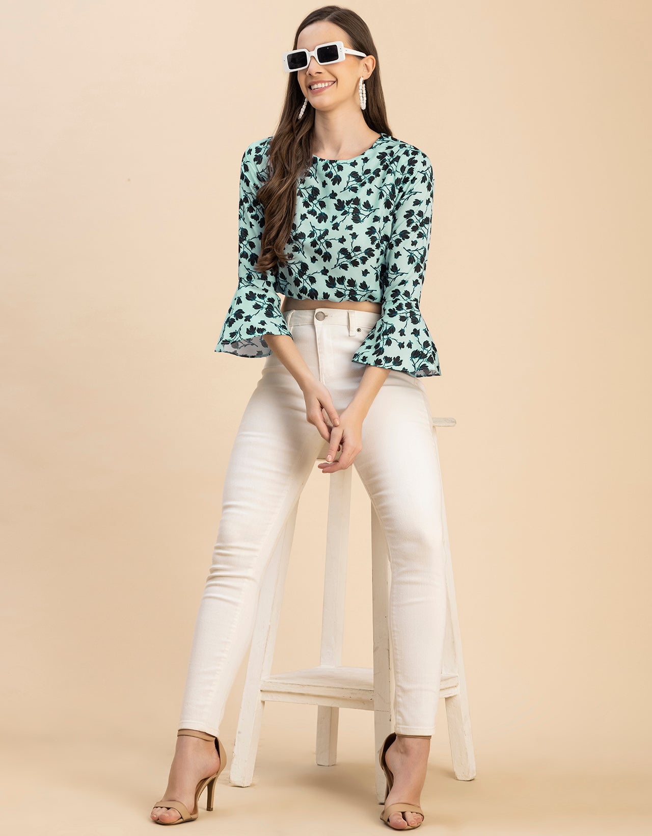 Long Sleeves Round Neck Printed Top