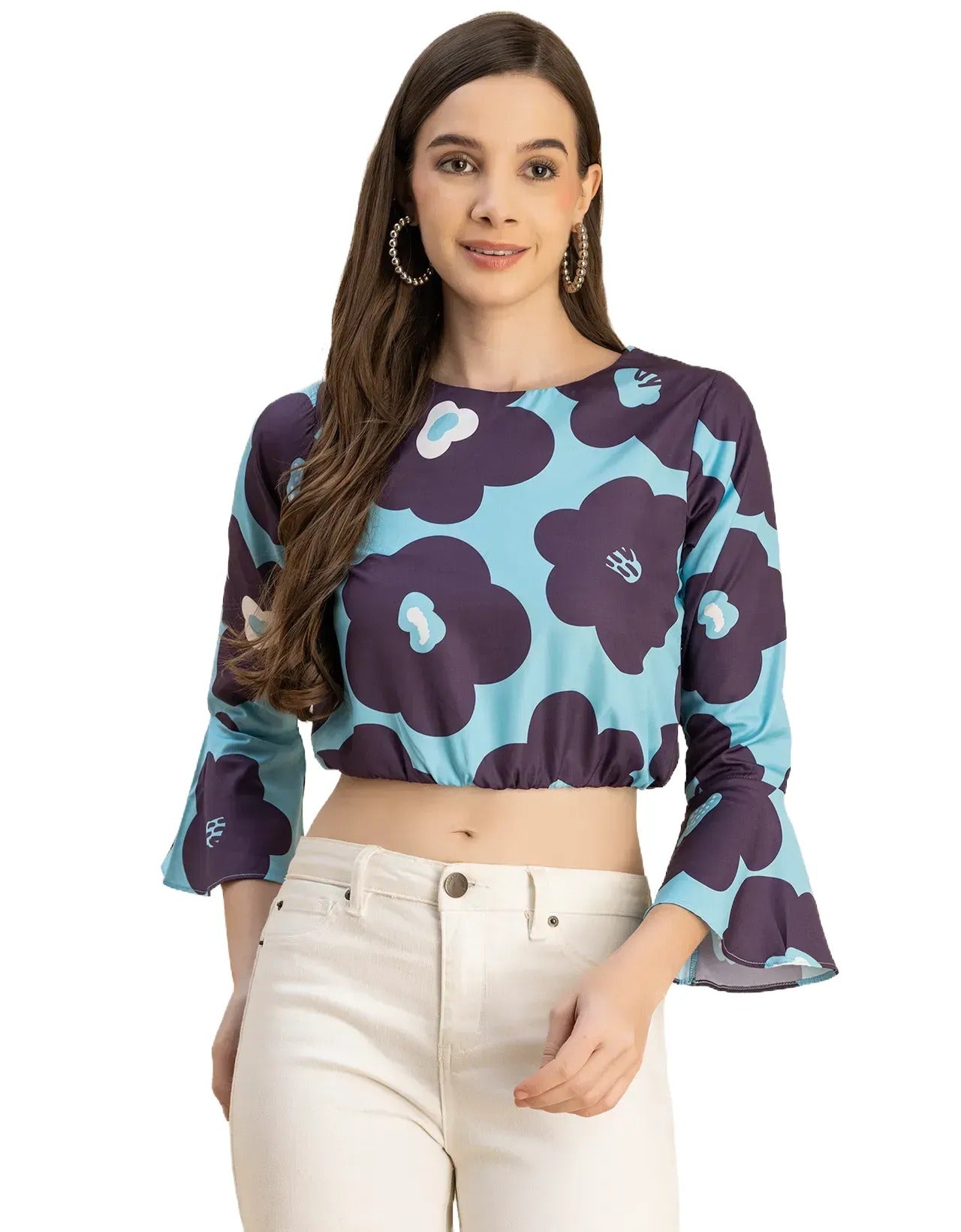 Long Sleeves Round Neck Printed Top