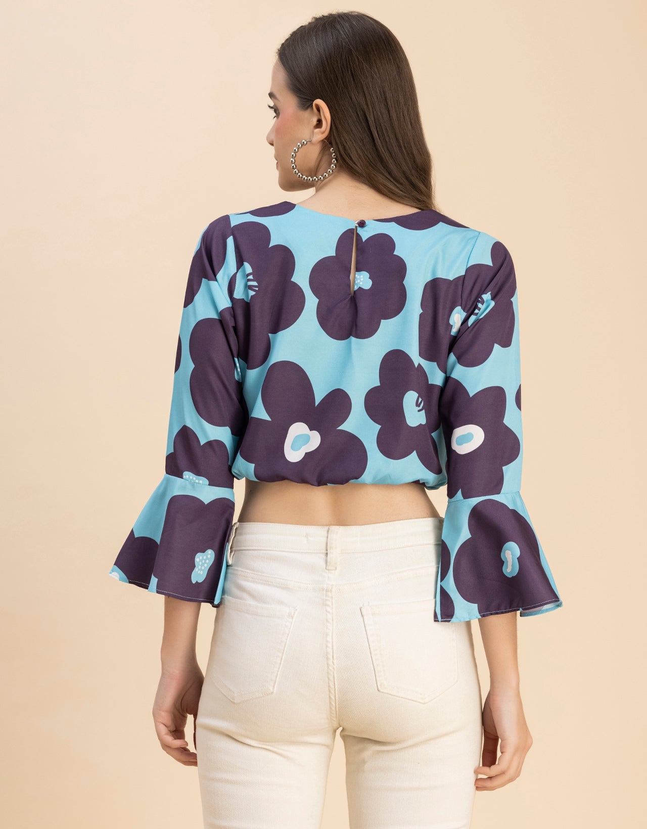 Long Sleeves Round Neck Printed Top