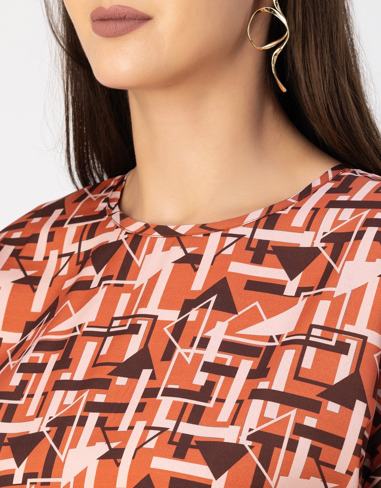 Round Neck Short Sleeve Printed Loose Fit Top