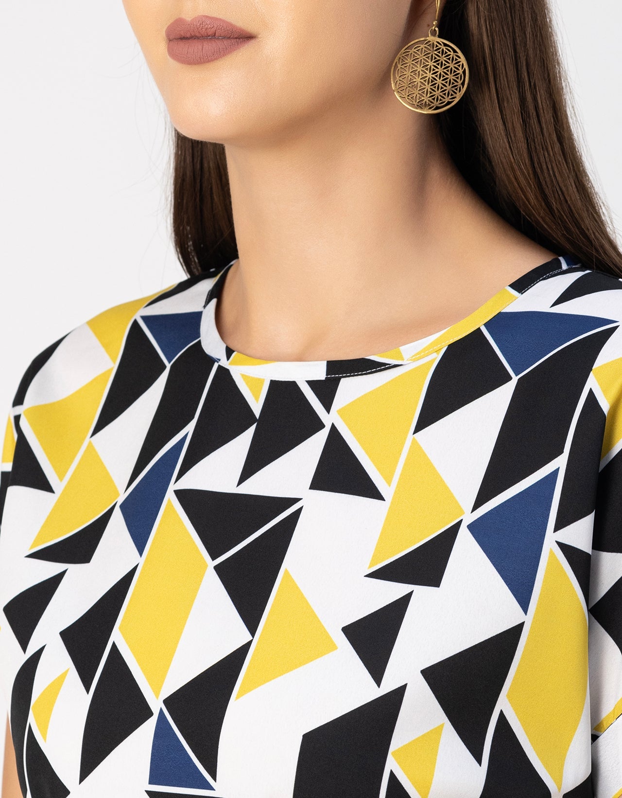 Round Neck Short Sleeve Printed Loose Fit Top
