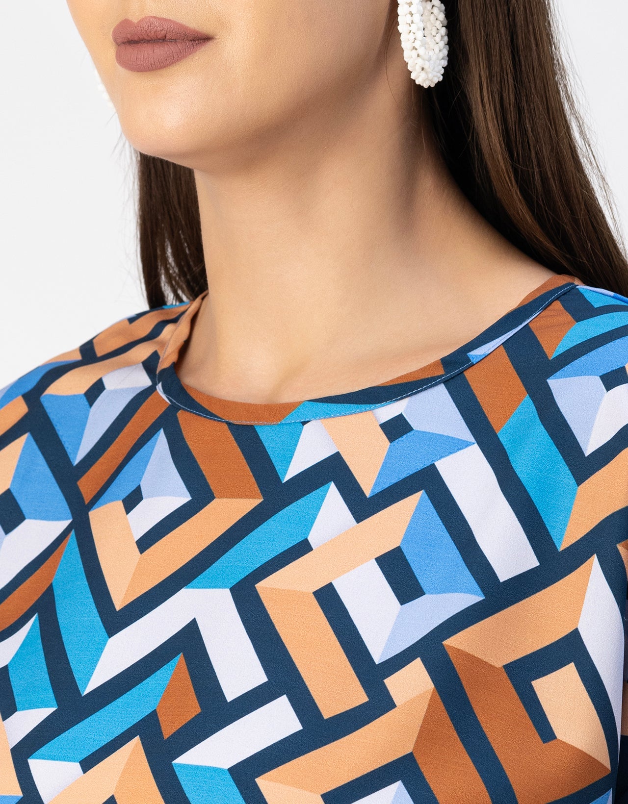 Round Neck Short Sleeve Printed Loose Fit Top