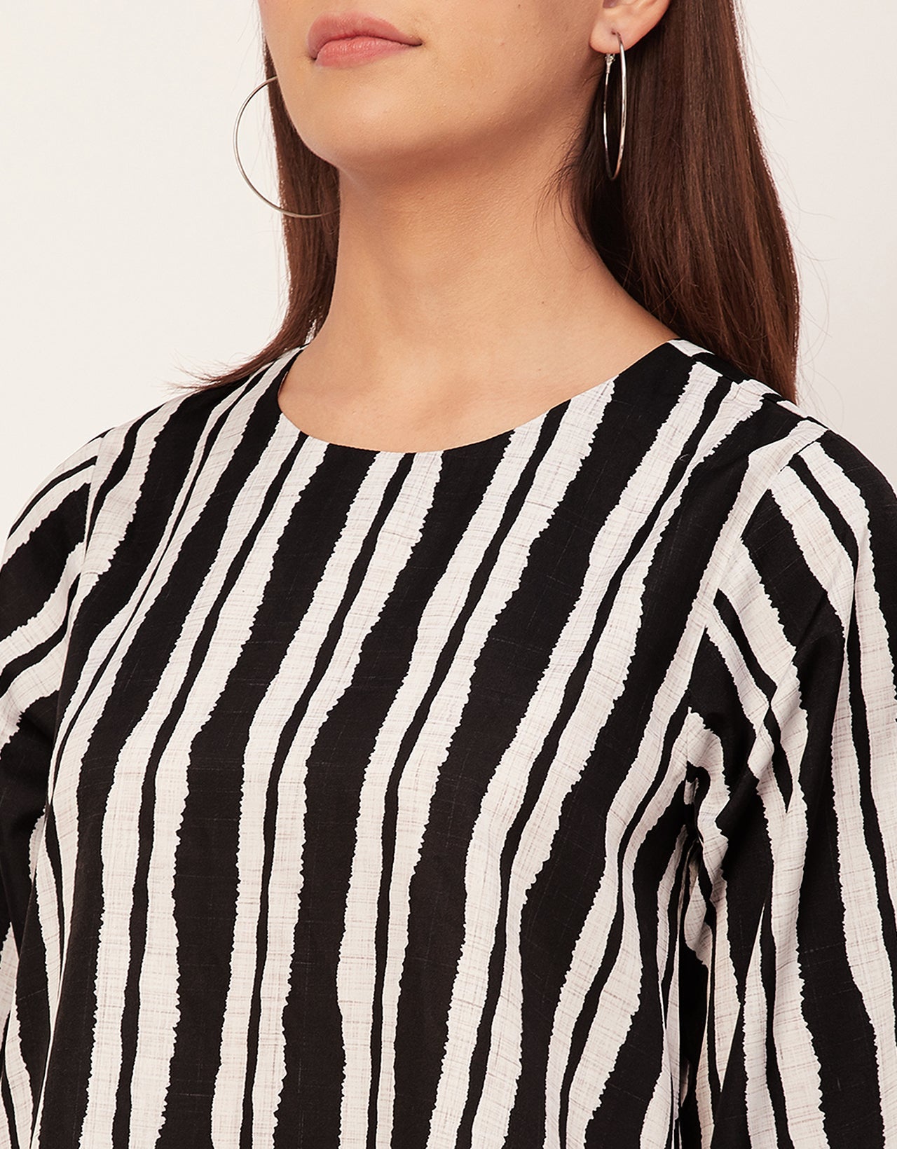 Printed Long Sleeve Asymmetric Modern Top
