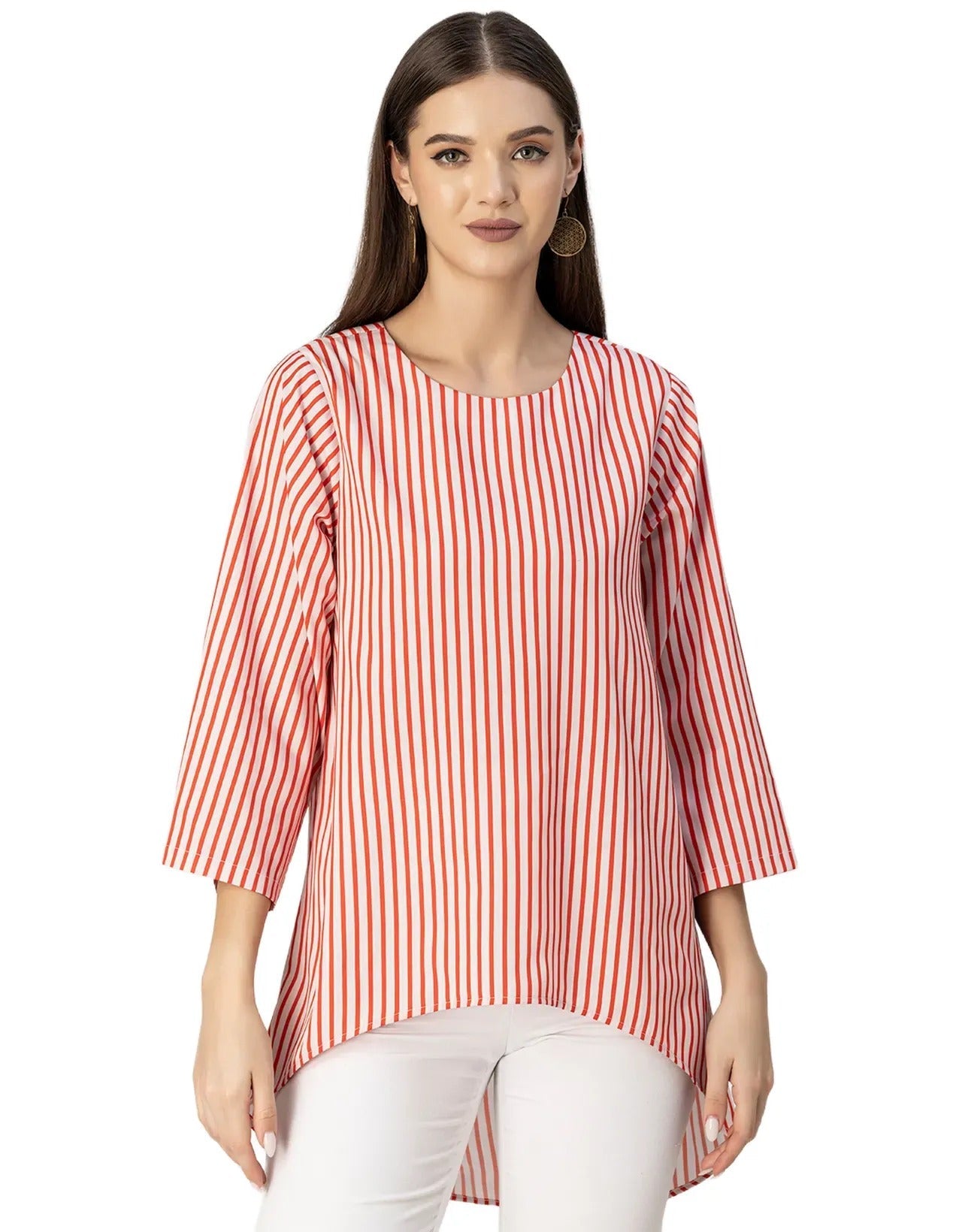 Printed Long Sleeve Asymmetric Modern Top