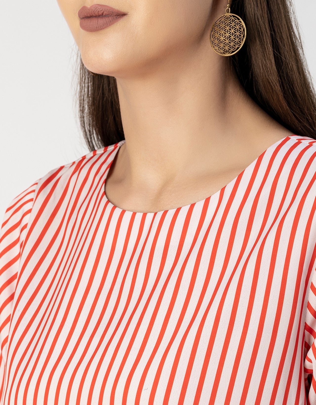 Printed Long Sleeve Asymmetric Modern Top