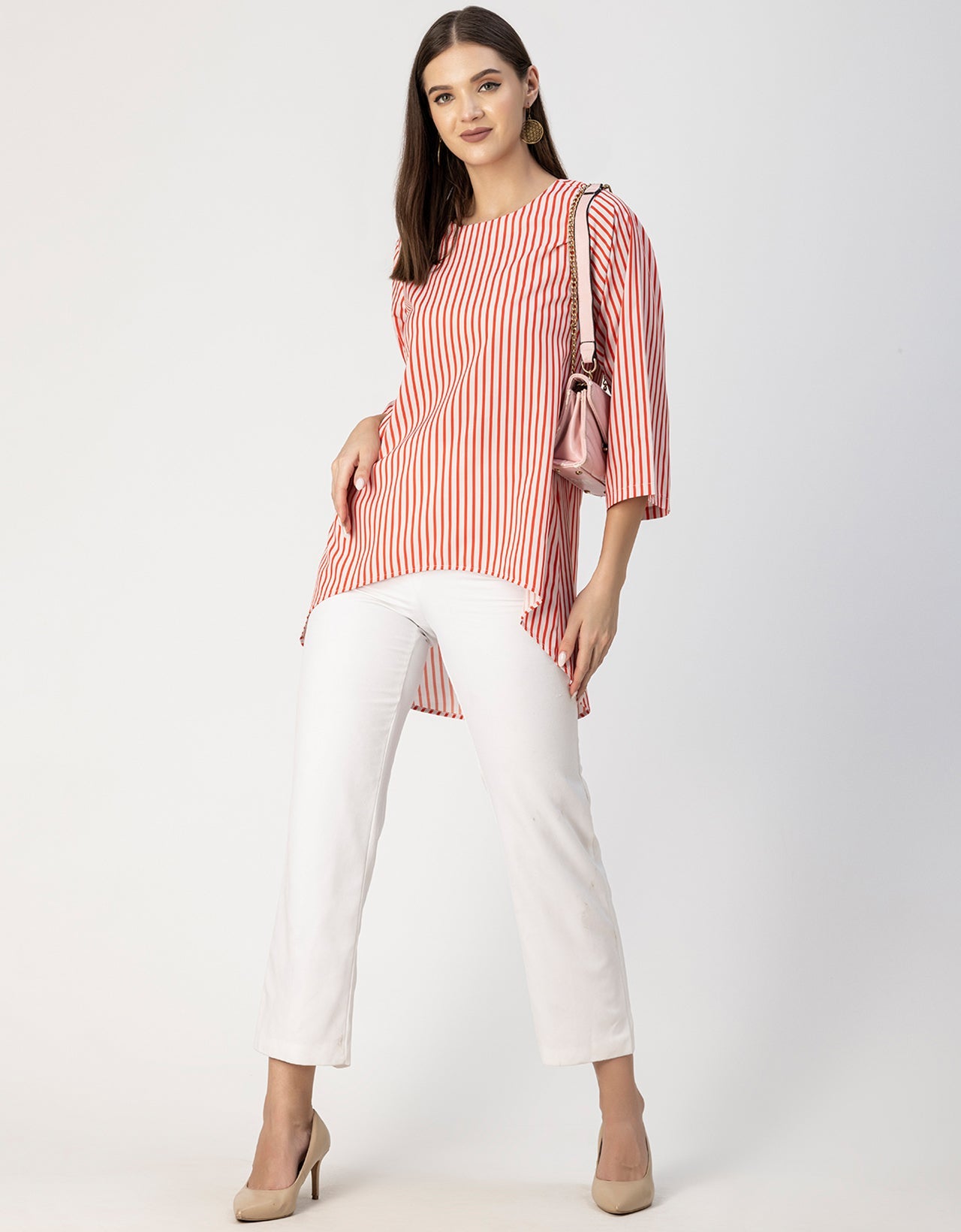Printed Long Sleeve Asymmetric Modern Top