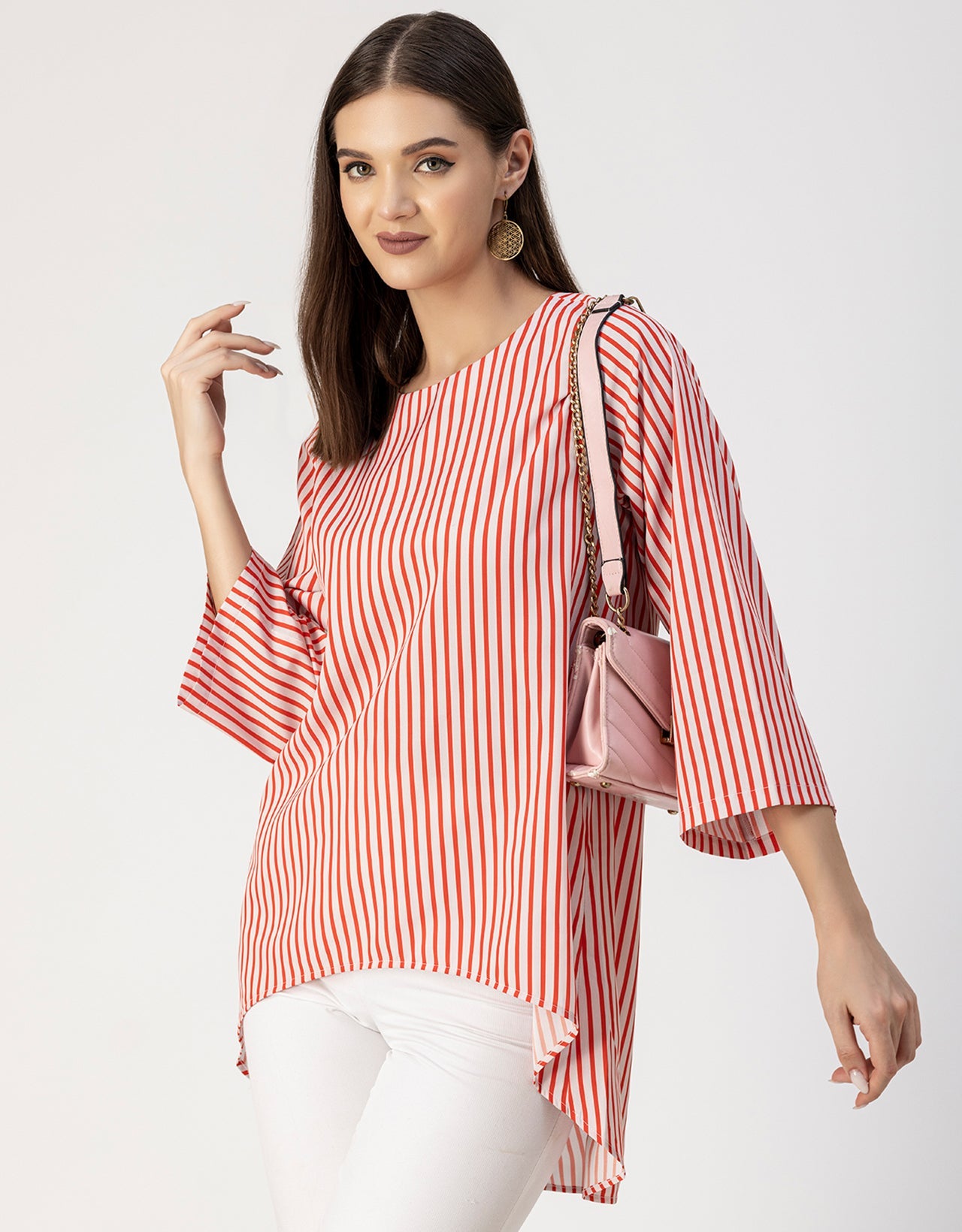 Printed Long Sleeve Asymmetric Modern Top