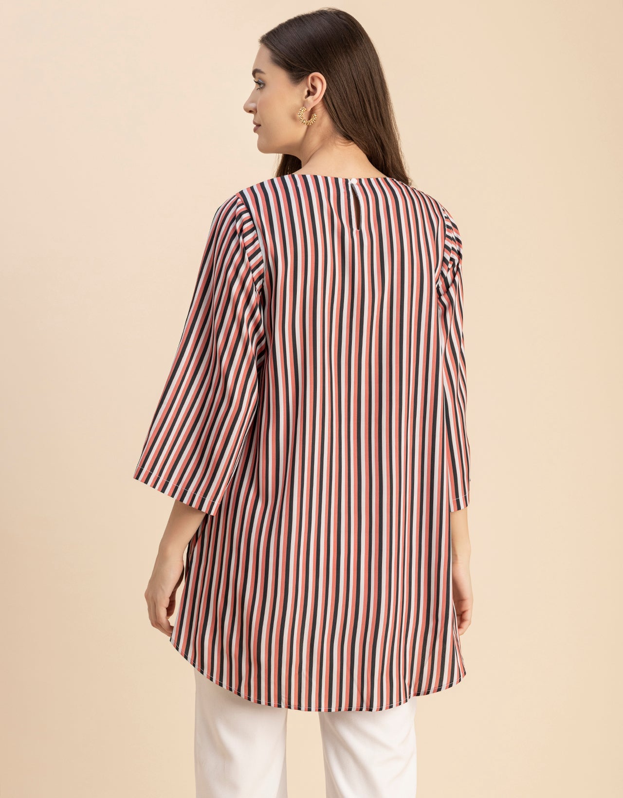 Printed Long Sleeve Asymmetric Modern Top
