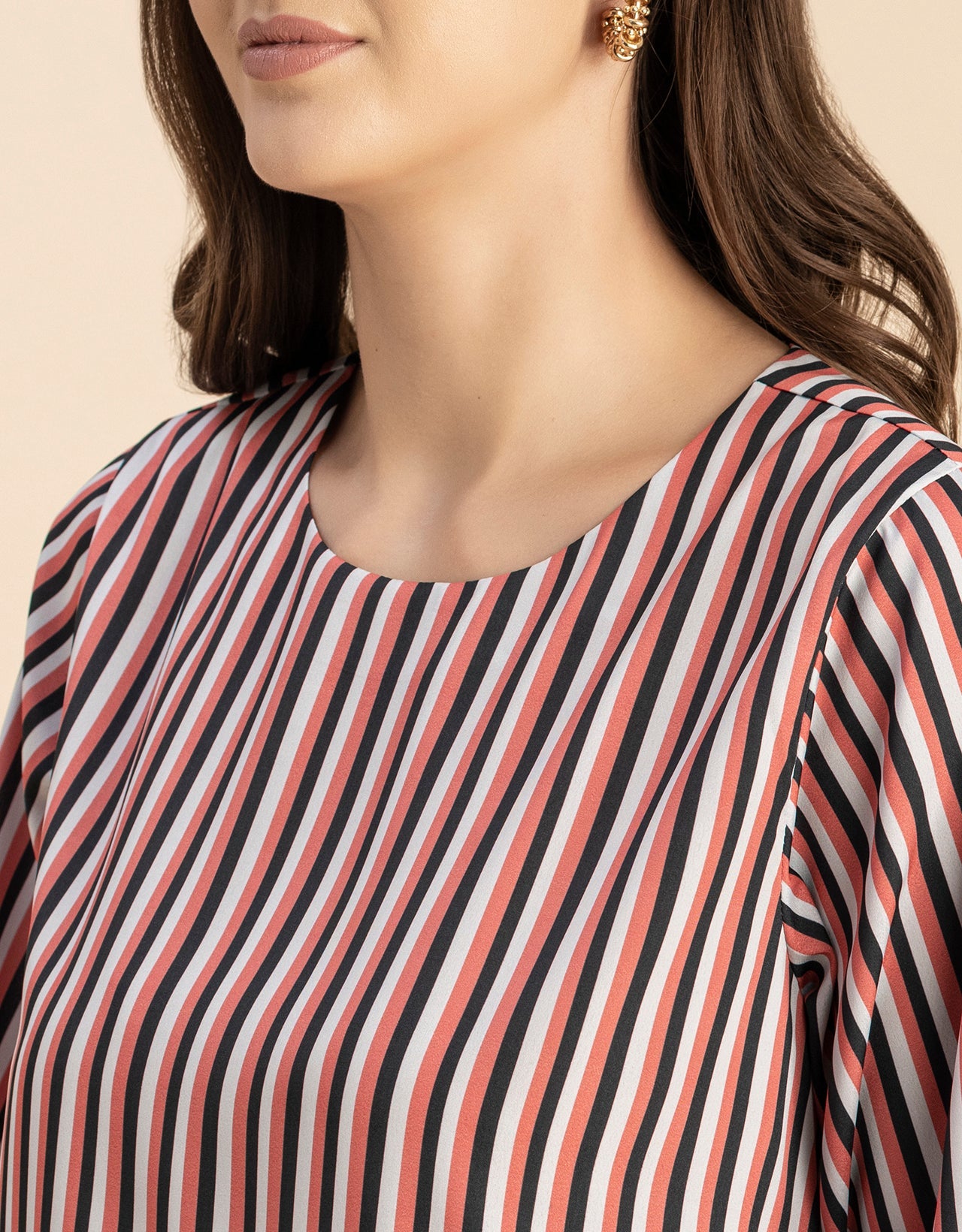 Printed Long Sleeve Asymmetric Modern Top