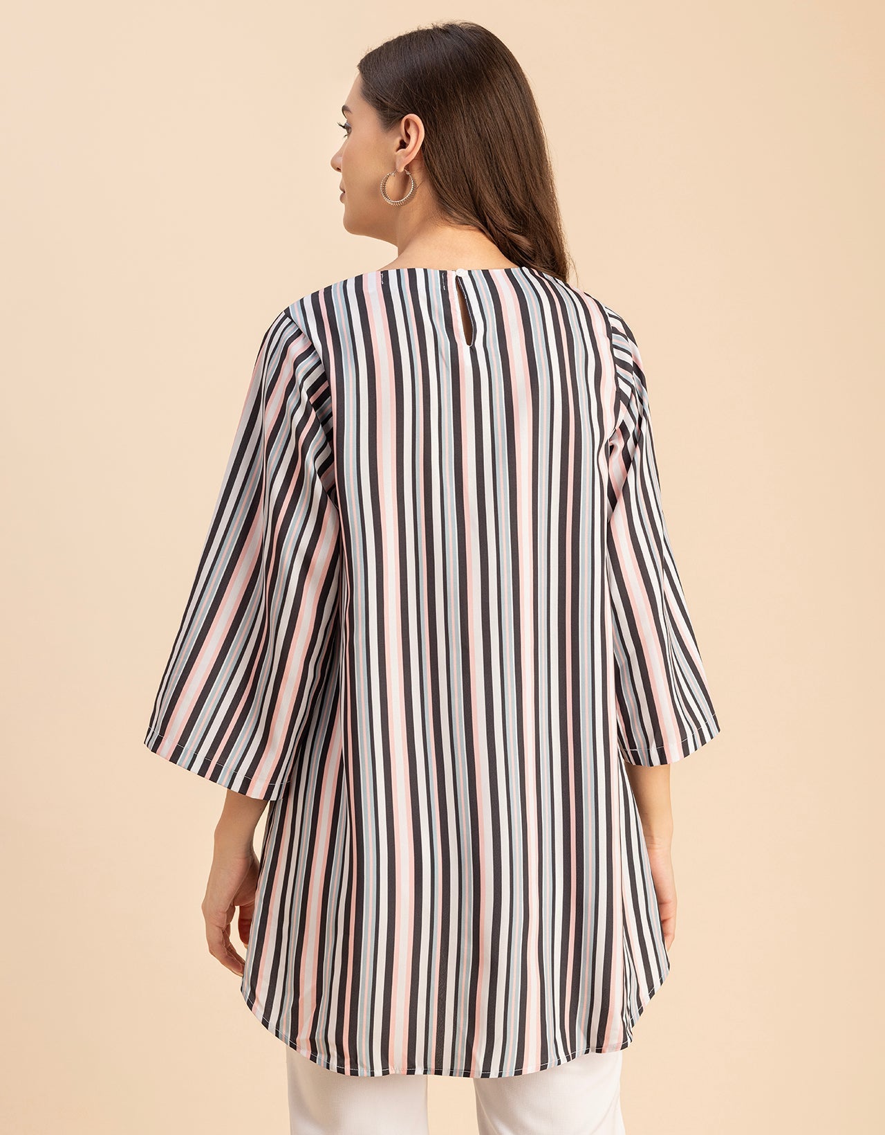 Printed Long Sleeve Asymmetric Modern Top