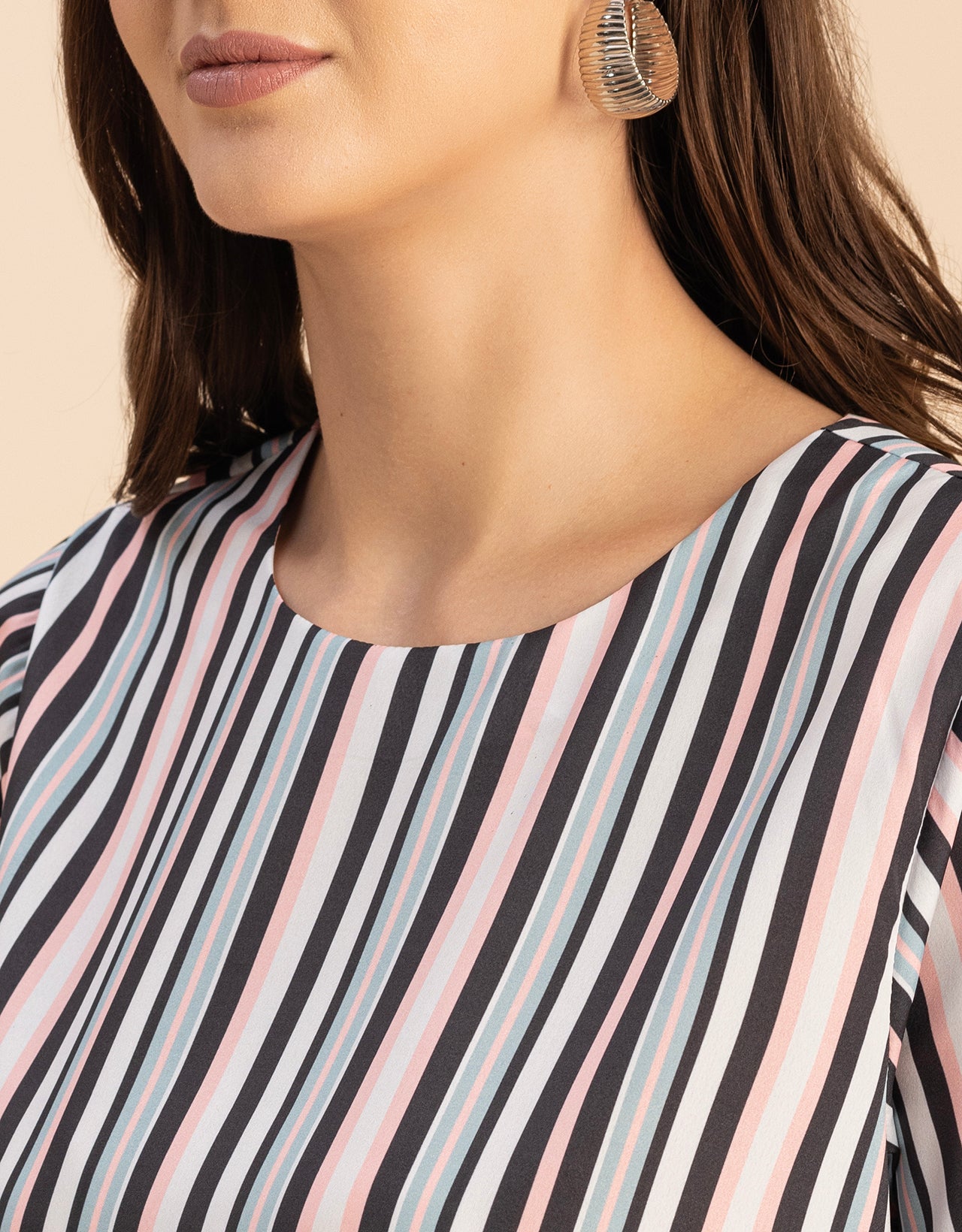 Printed Long Sleeve Asymmetric Modern Top