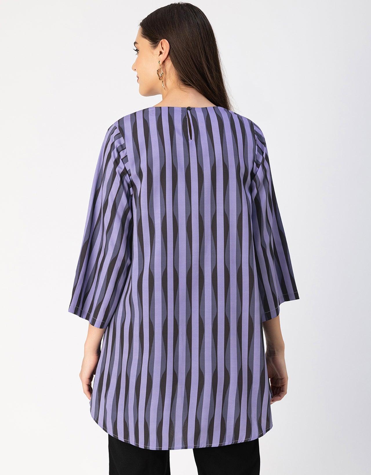 Printed Long Sleeve Asymmetric Modern Top