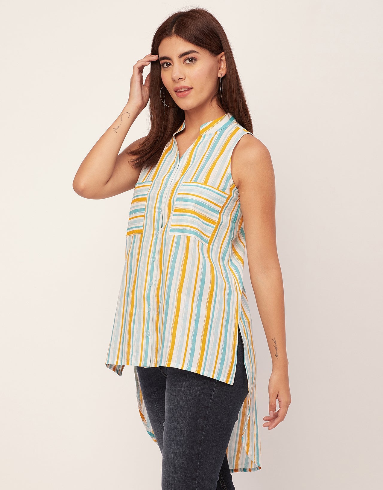 Chic Cotton Sleeveless High-Low Top - Summer Blouse