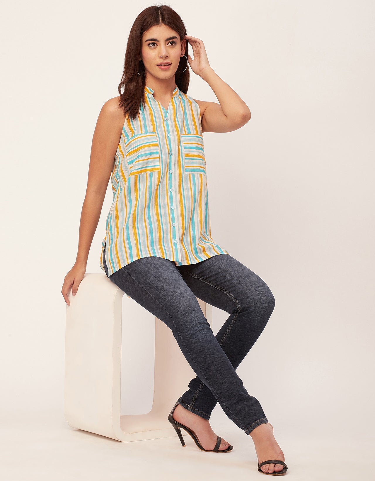 Chic Cotton Sleeveless High-Low Top - Summer Blouse