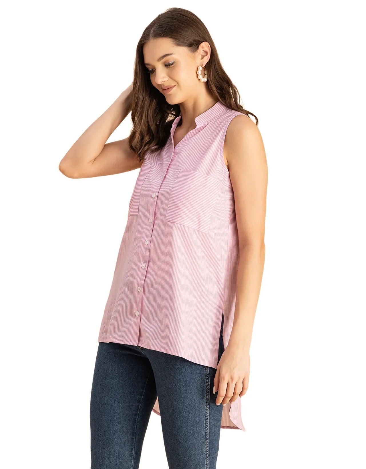 Chic Cotton Sleeveless High-Low Top - Summer Blouse