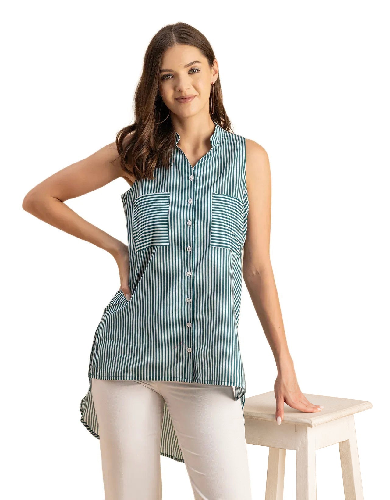 Chic Cotton Sleeveless High-Low Top - Summer Blouse