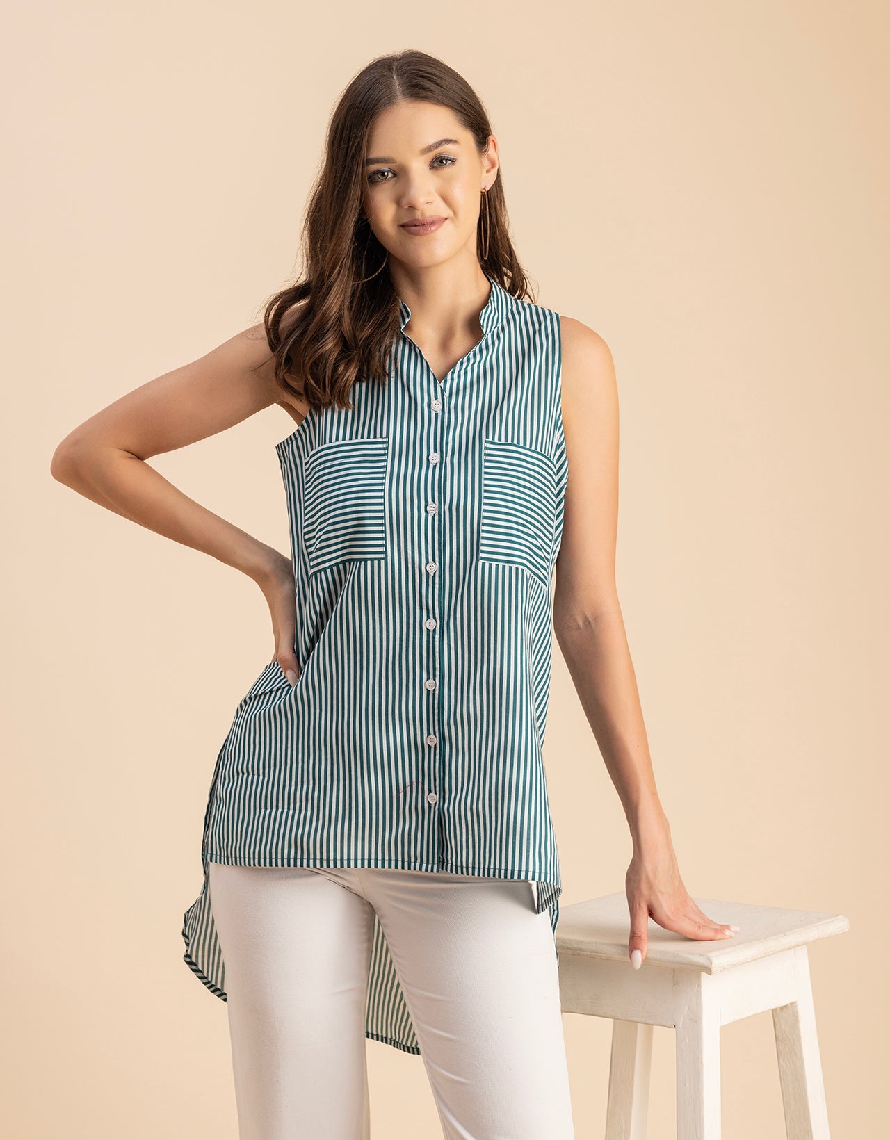 Chic Cotton Sleeveless High-Low Top - Summer Blouse