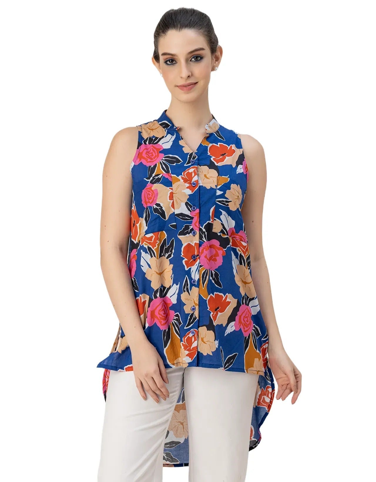 Chic Cotton Sleeveless High-Low Top - Summer Blouse