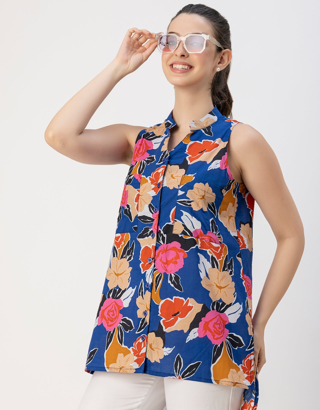 Chic Cotton Sleeveless High-Low Top - Summer Blouse