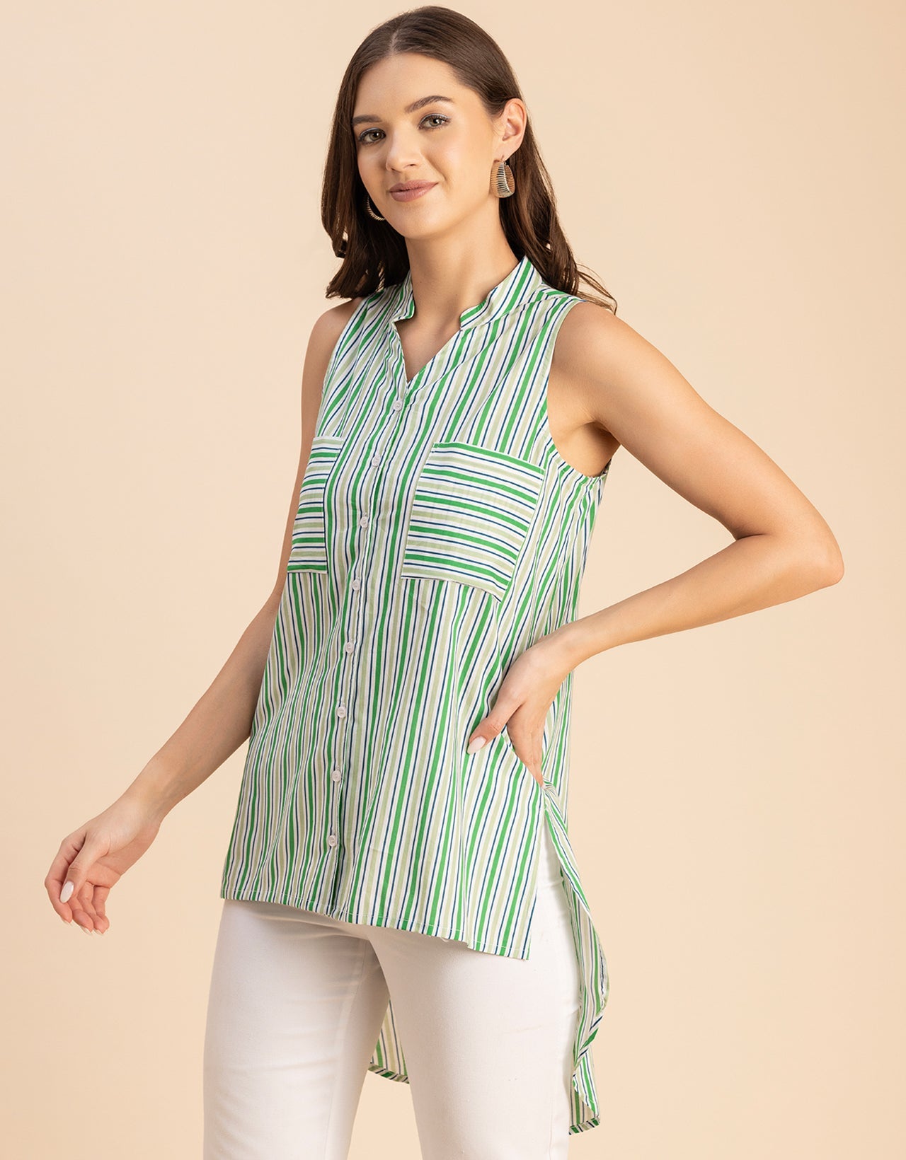 Chic Cotton Sleeveless High-Low Top - Summer Blouse