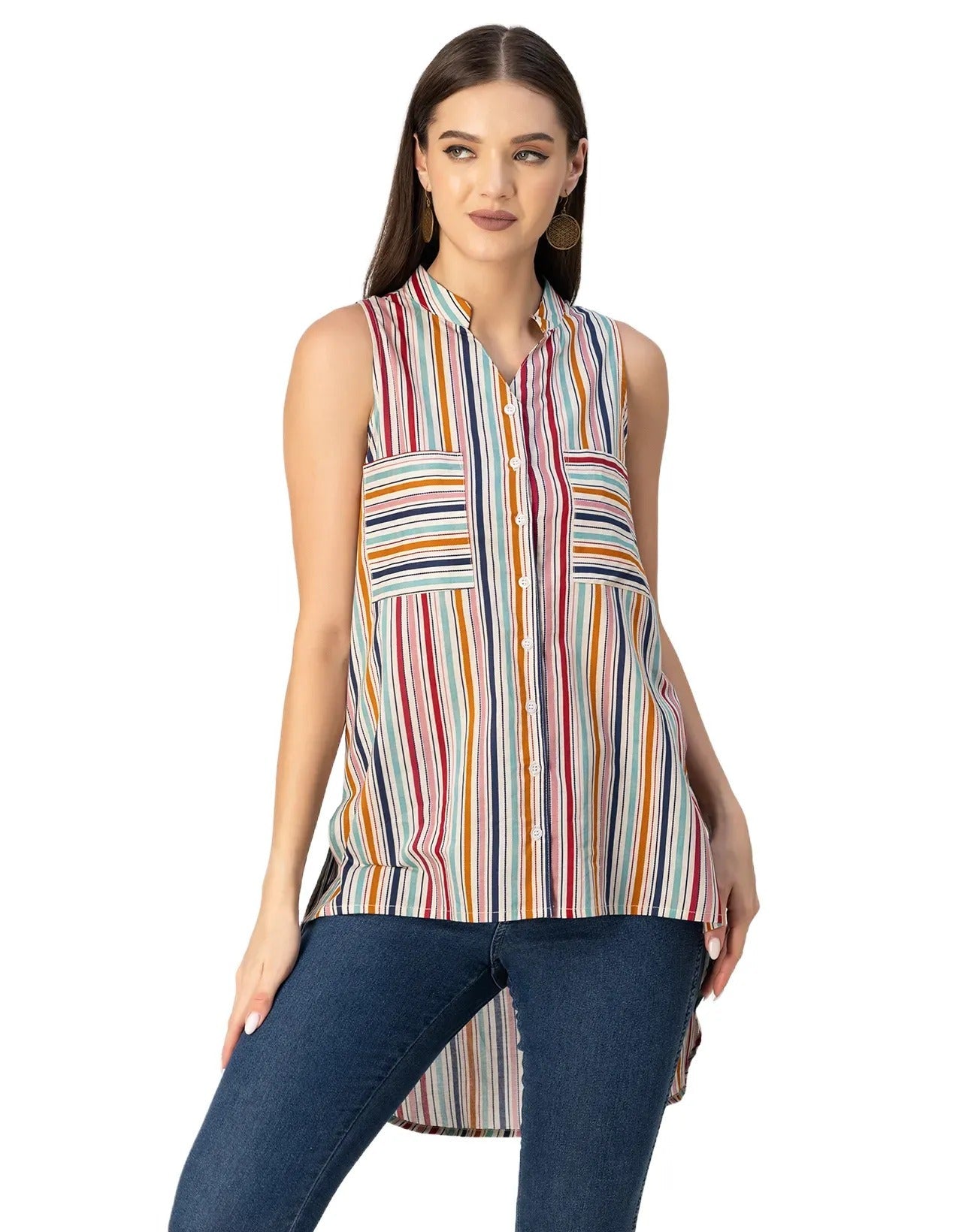 Chic Cotton Sleeveless High-Low Top - Summer Blouse