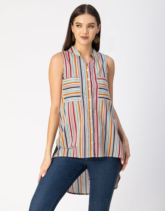Chic Cotton Sleeveless High-Low Top - Summer Blouse