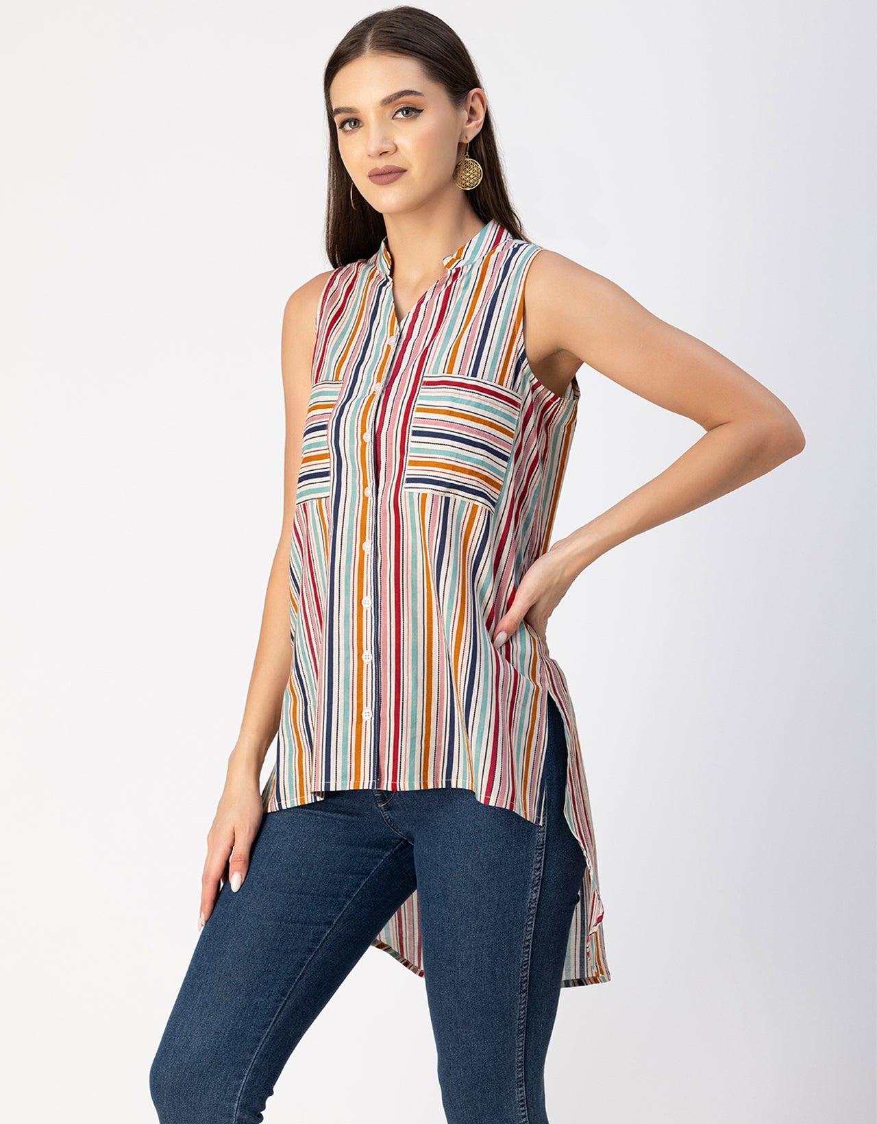 Chic Cotton Sleeveless High-Low Top - Summer Blouse