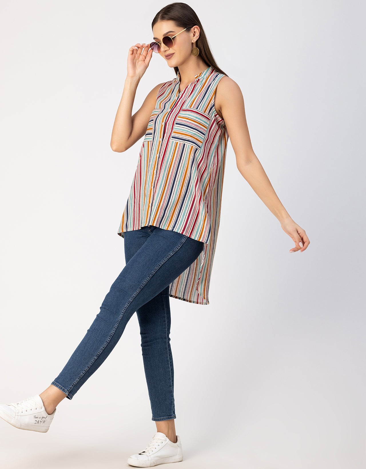 Chic Cotton Sleeveless High-Low Top - Summer Blouse