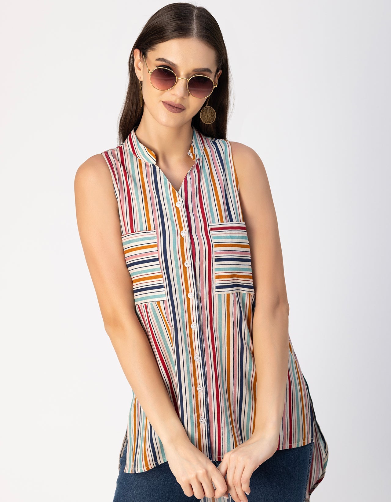 Chic Cotton Sleeveless High-Low Top - Summer Blouse