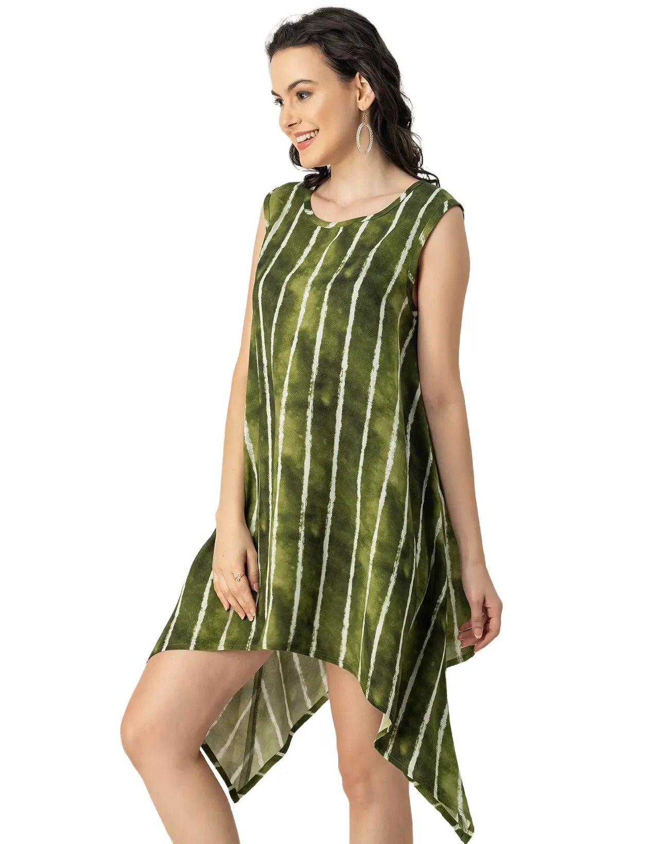 Round Neck Sleeveless Printed Rayon Top