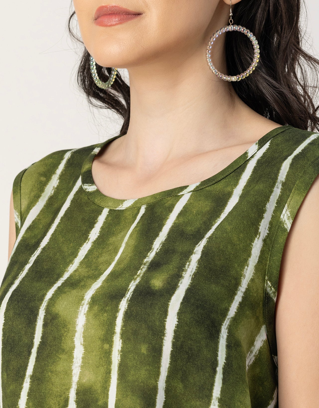 Round Neck Sleeveless Printed Rayon Top