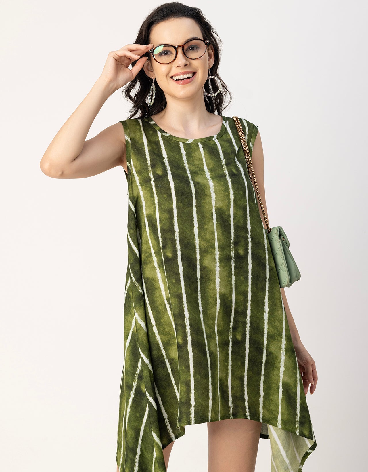 Round Neck Sleeveless Printed Rayon Top