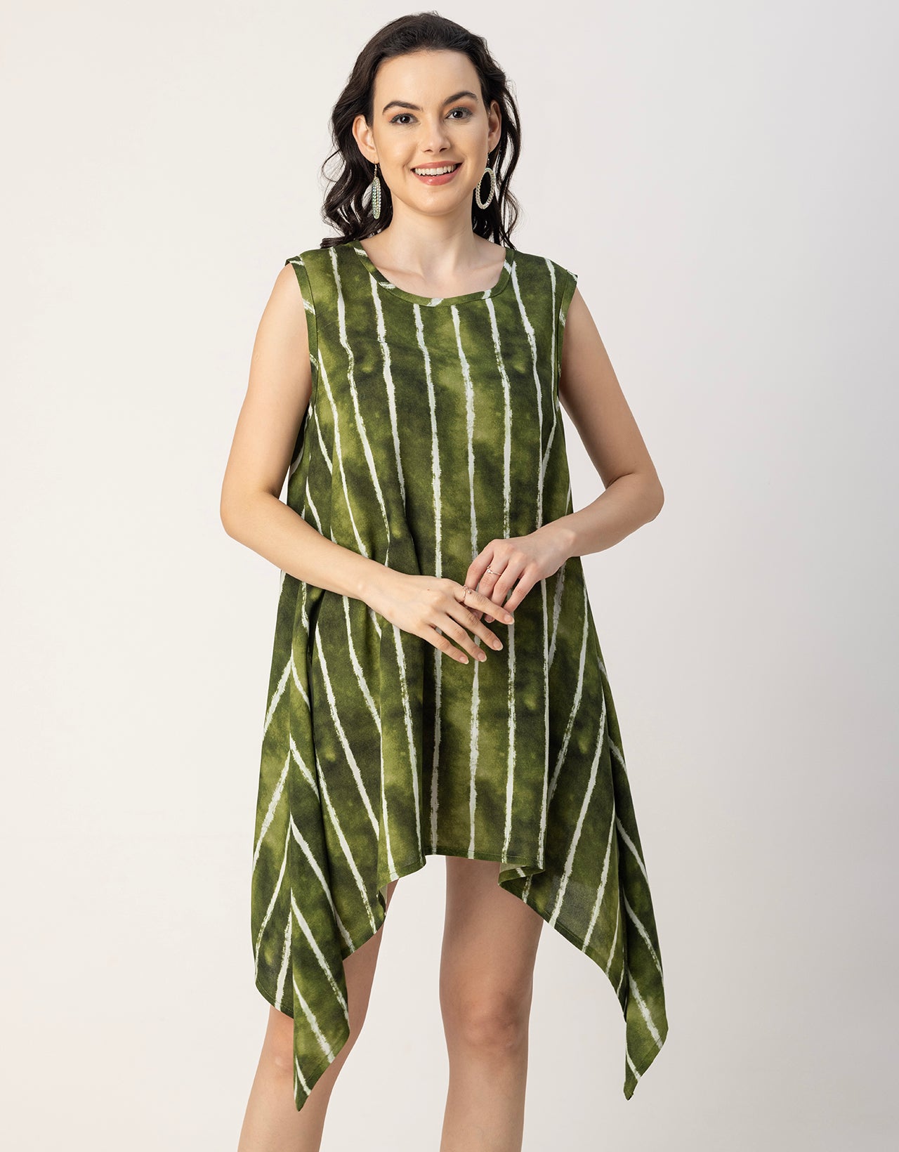 Round Neck Sleeveless Printed Rayon Top