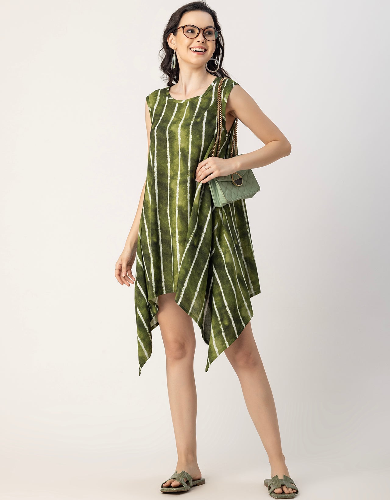 Round Neck Sleeveless Printed Rayon Top