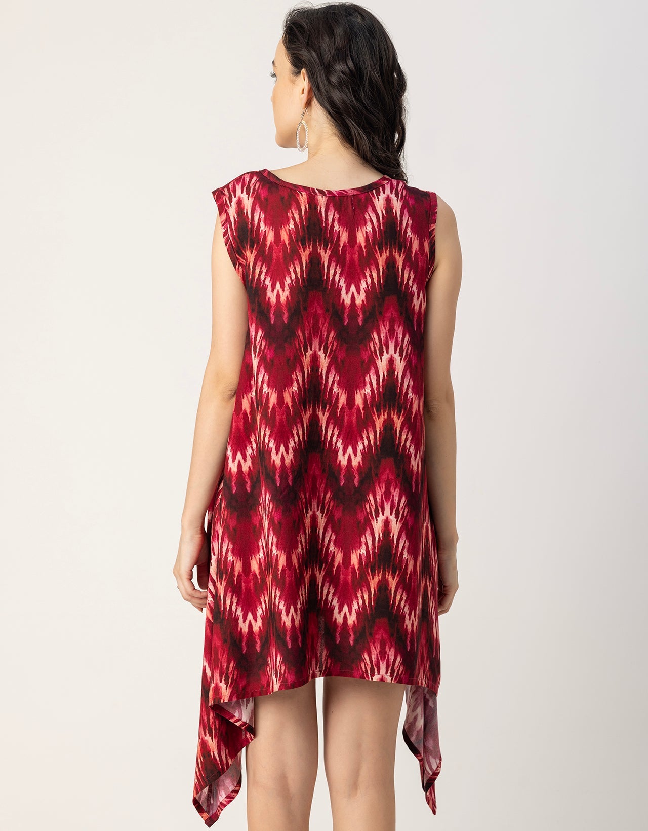 Round Neck Sleeveless Printed Rayon Top