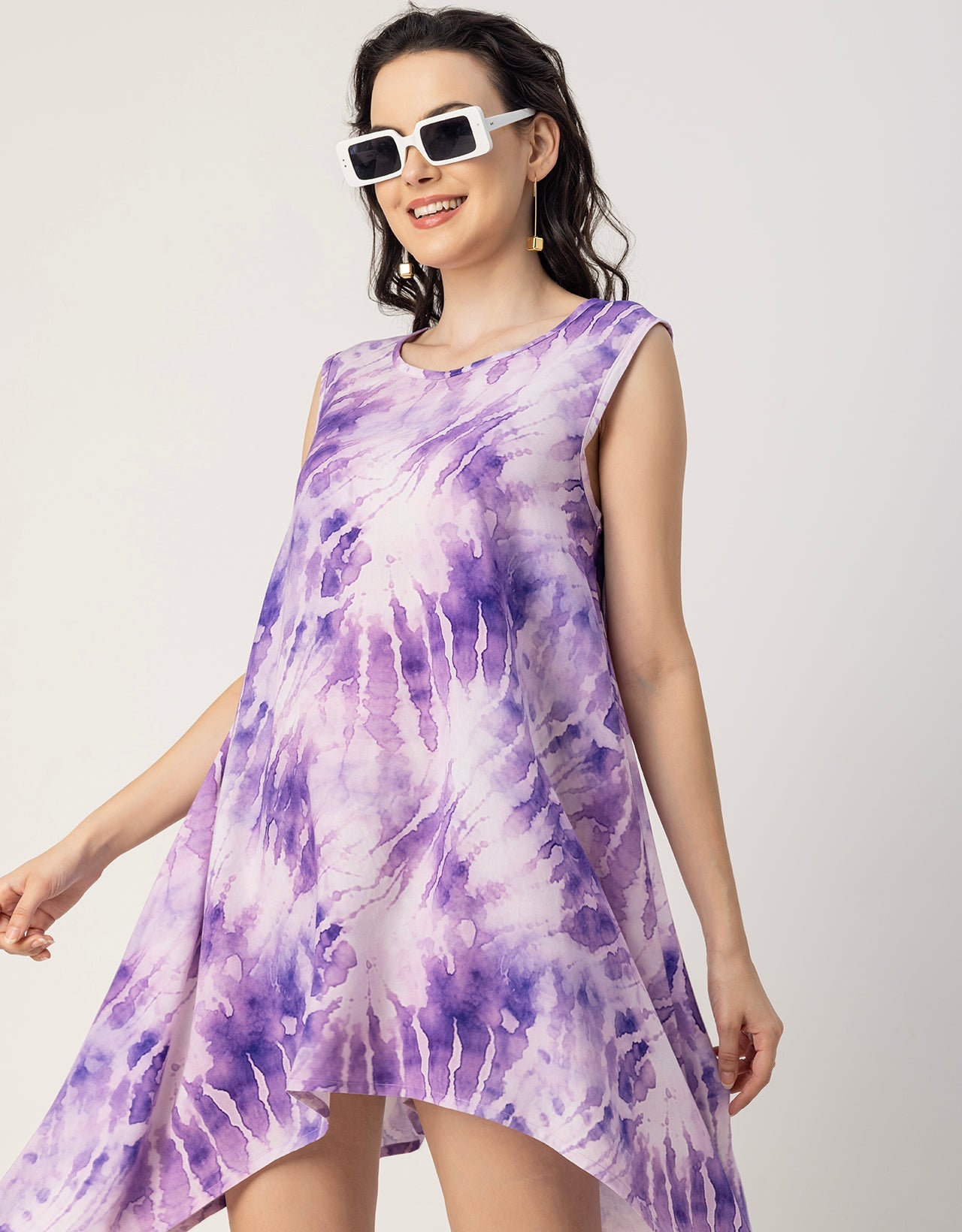 Round Neck Sleeveless Printed Rayon Top
